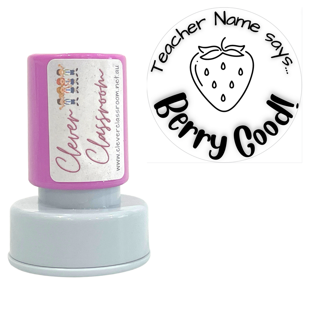 Light Gray Berry Good! Teacher Stamp Self-inking 30mm round