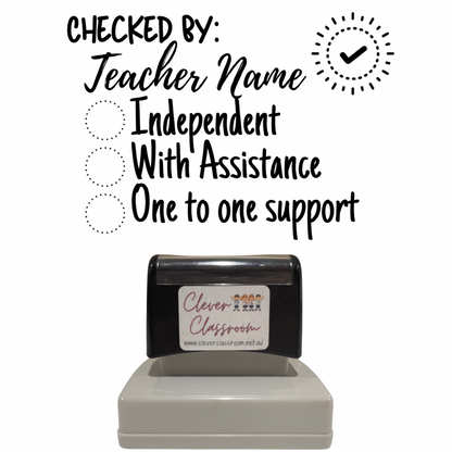 Rosy Brown NEW! Checked by Personalised Checklist Teacher Stamp - Rectangle 43 x 67mm