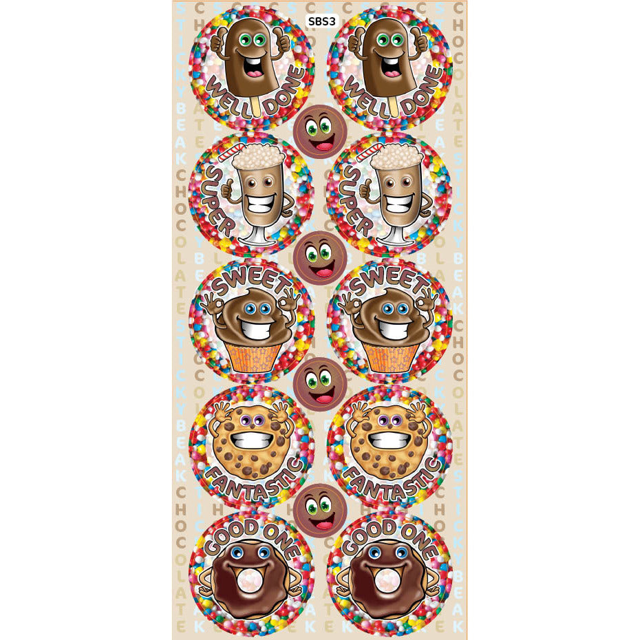Light Gray Chocolate Scratch n Sniff Stickers - 84 stickers per pack