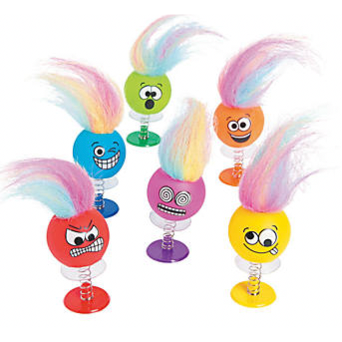 Light Gray 6 Pack Crazy Hair Pop Ups - Pop Up Toys