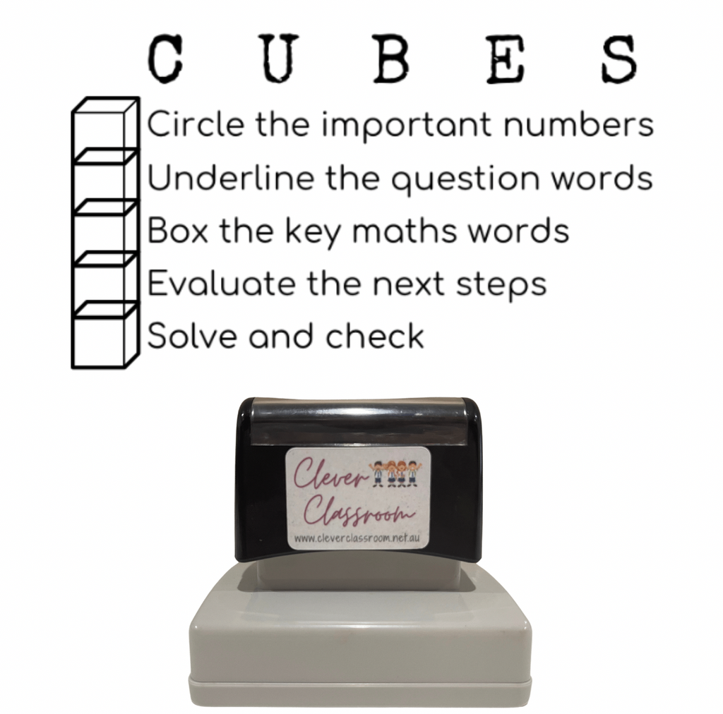 Rosy Brown CUBES Maths Teacher Stamp - Rectangle 43 x 67mm