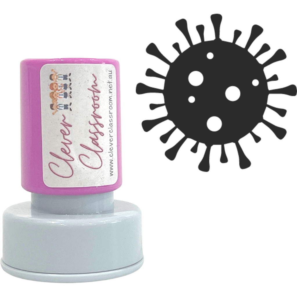 Light Gray Germ Handwashing Stamp Stamp Self-inking 20mm round