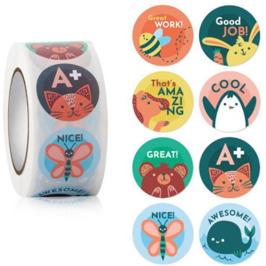 Light Gray Good Job Stickers 500 on a roll - Colourful Teacher Merit Stickers