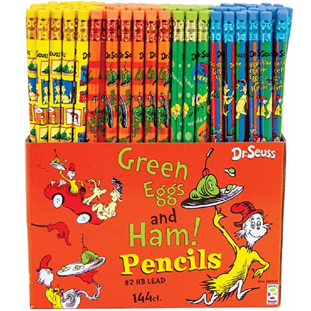 Dark Slate Gray Dr Seuss Green Eggs and Ham Orange Box Motivational Pencils Bright Colours Classroom teacher resource