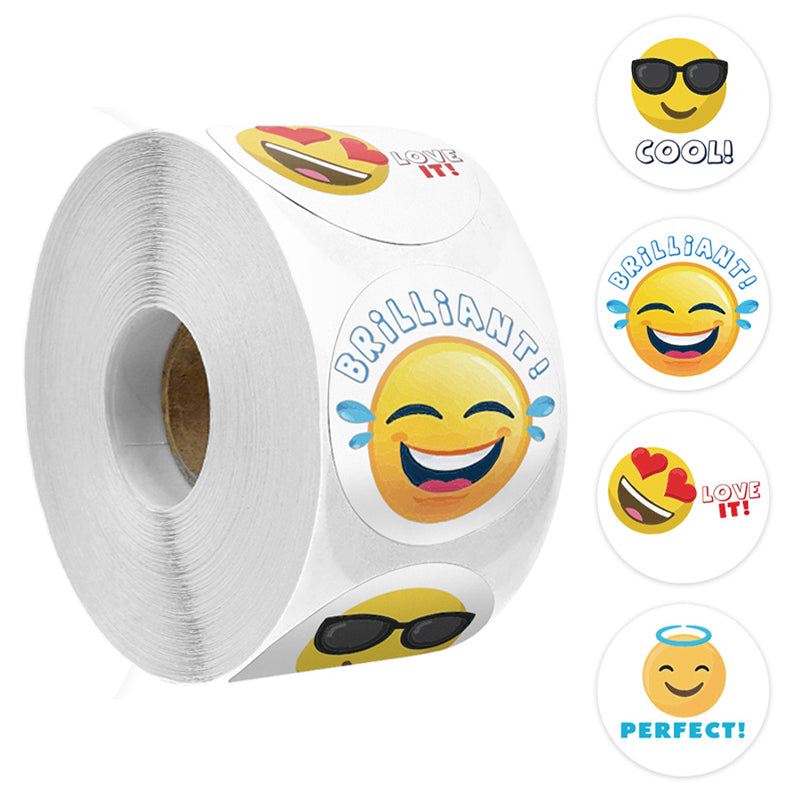 Light Gray Cool 500 on a roll - Emoji Stickers Colourful Teacher Merit Stickers