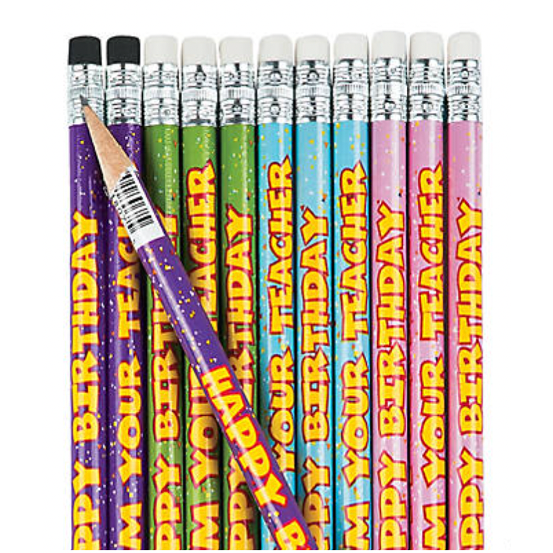 Gray Happy Birthday from Your Teacher Pencils Class Rewards