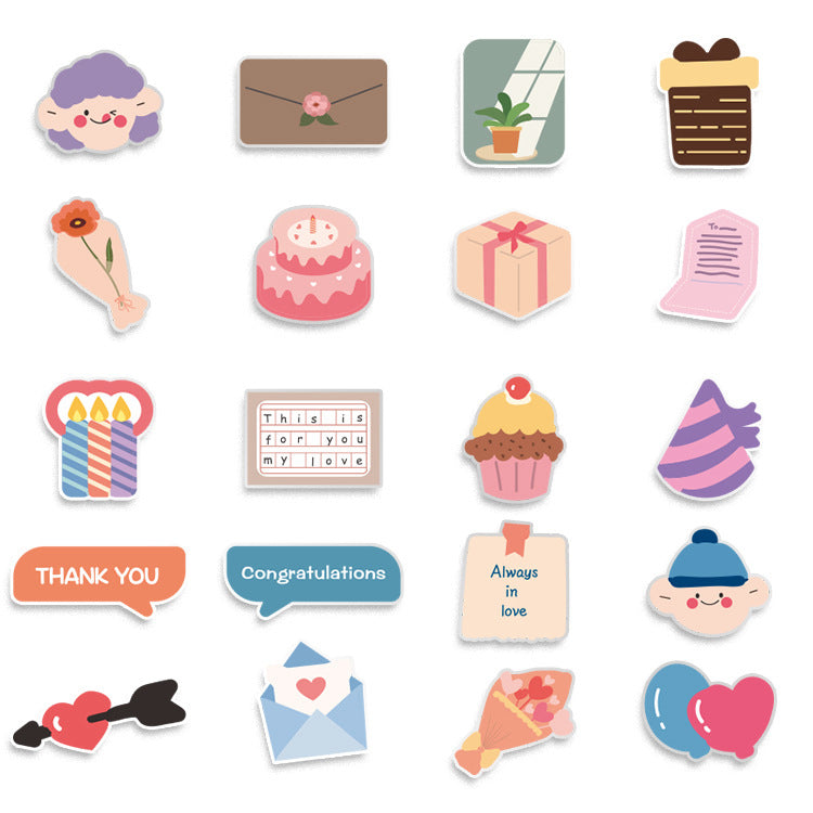 Light Gray 40 Stickers Large Happy Birthday
