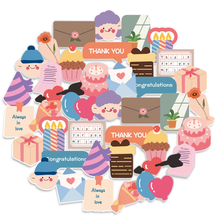 Light Gray 40 Stickers Large Happy Birthday