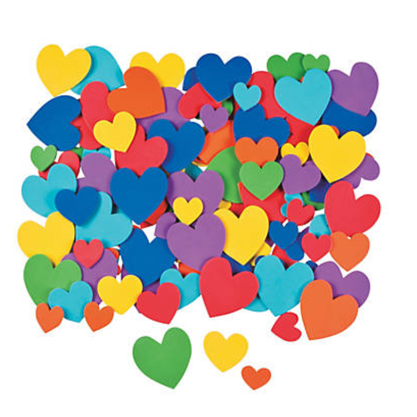 Steel Blue Colourful Foam Self-Adhesive Hearts 7 Sheets