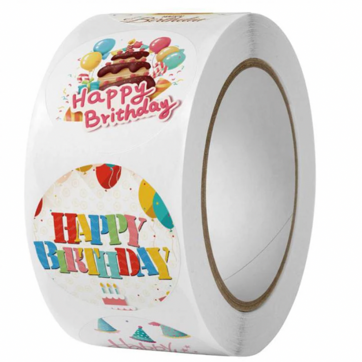 Light Gray Happy Birthday Fun 500 on a roll -  Colourful Teacher Merit Stickers
