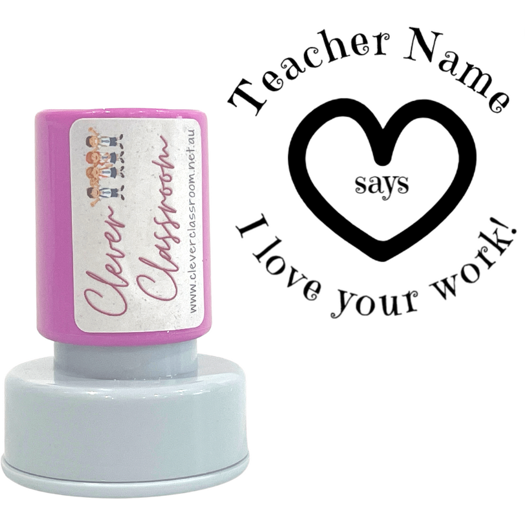 Gray I love your work Teacher Stamp Self-inking 30mm round