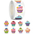 Light Gray *LARGE Cupcake Stickers  - 500 on a roll -  Colourful Teacher Merit Stickers
