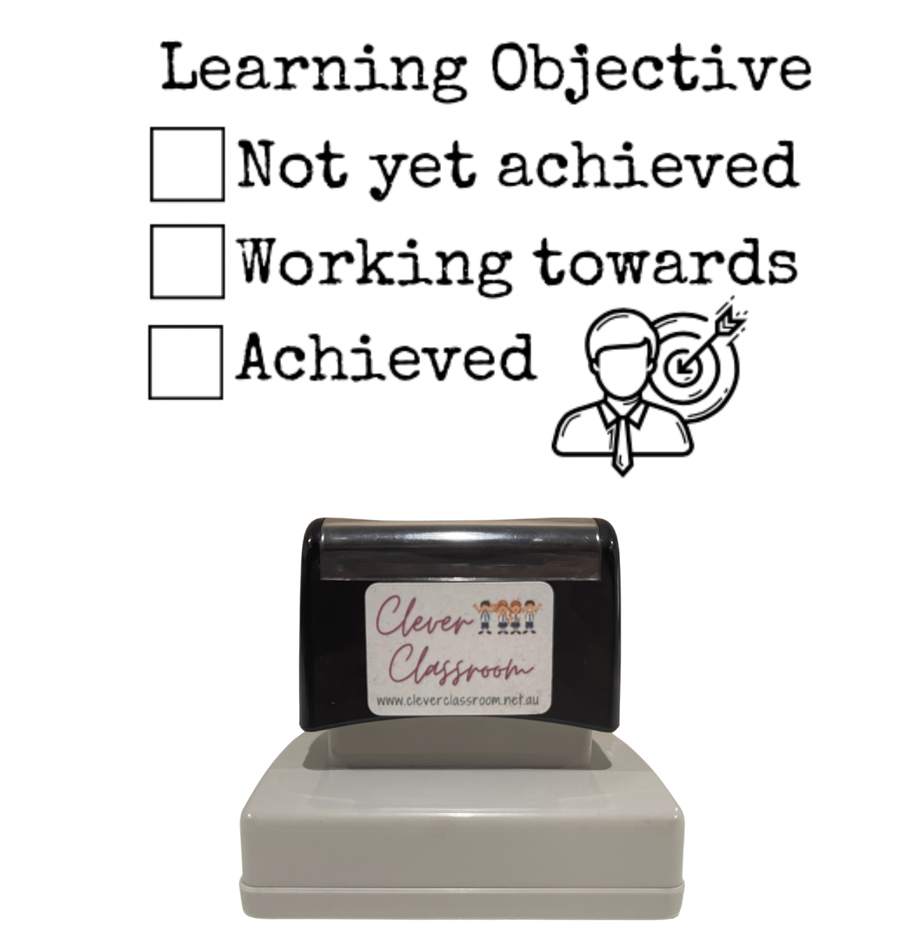 Rosy Brown Learning Objective Teacher Stamp - Rectangle 43 x 67mm