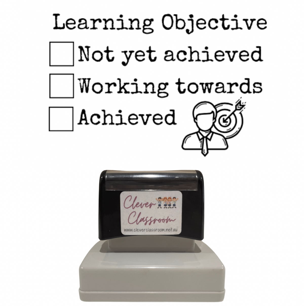 Rosy Brown Learning Objective Teacher Stamp - Rectangle 43 x 67mm