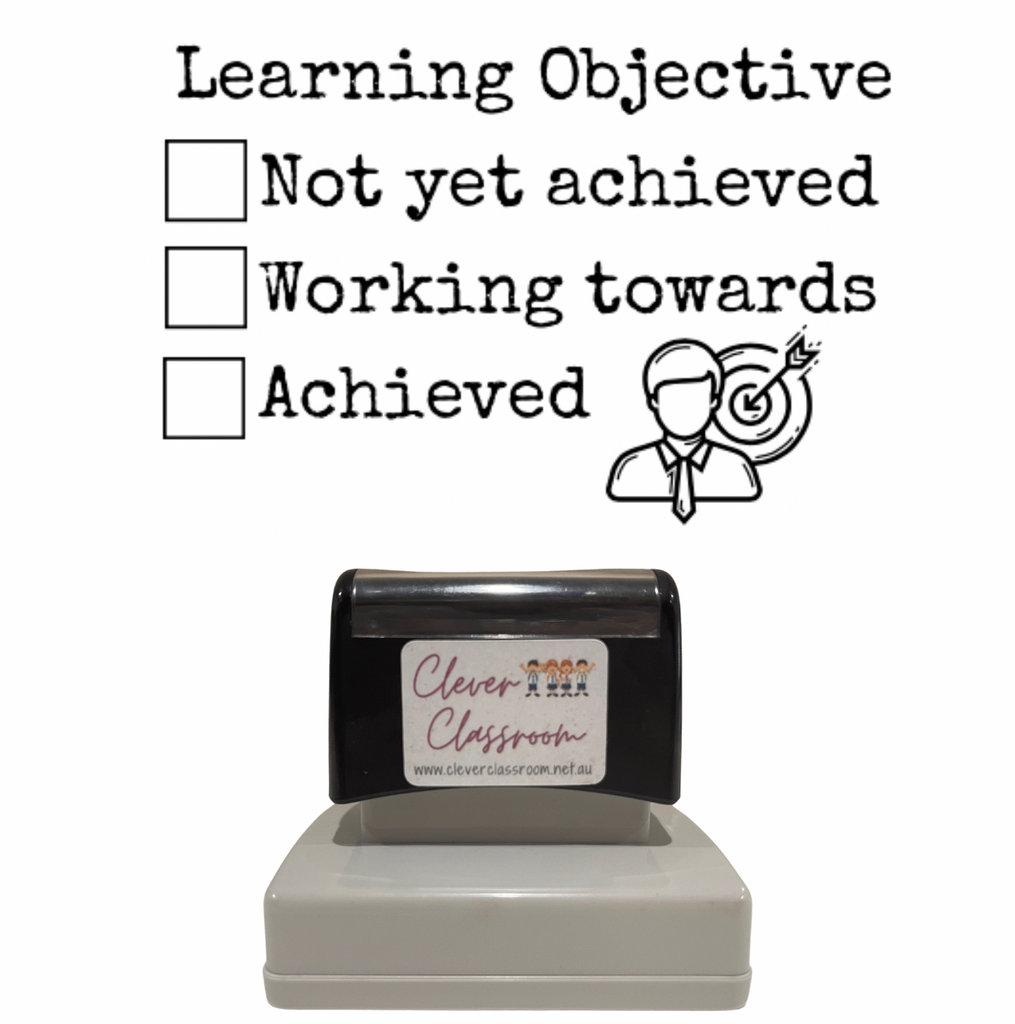 Rosy Brown Learning Objective Teacher Stamp - Rectangle 43 x 67mm