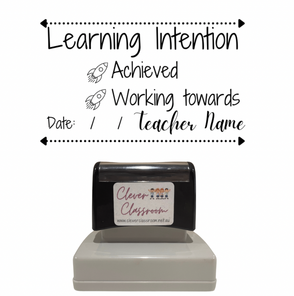 Rosy Brown Learning Intention Personalised Teacher Feedback Stamp - Rectangle 32 x 55mm