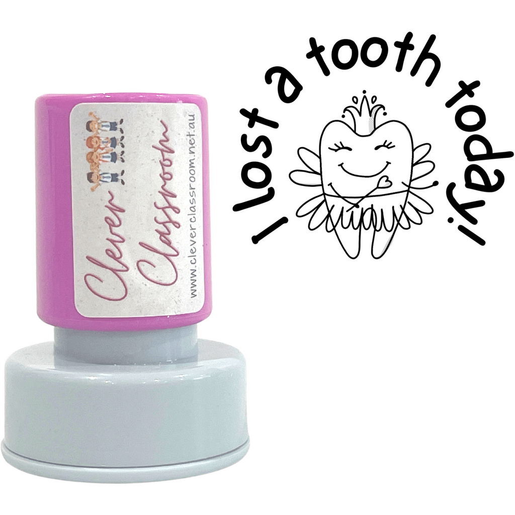 Gray I lost a tooth today Teacher Stamp Self-inking 30mm round