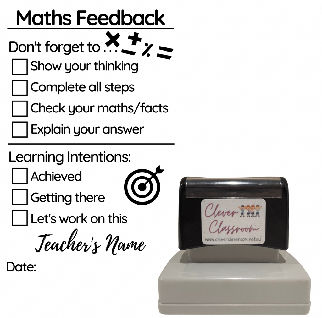 Rosy Brown Maths Feedback Stamp - Rectangle 43 x 67mm