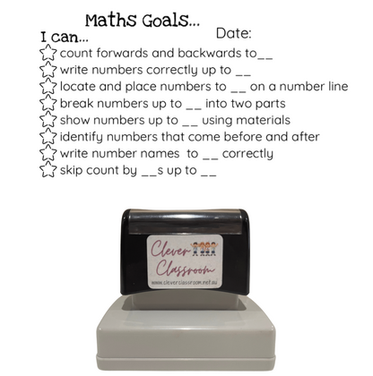 Rosy Brown Maths Goals Checklist Stamp - You remembered to Teacher Stamp - Rectangle 43 x 67mm