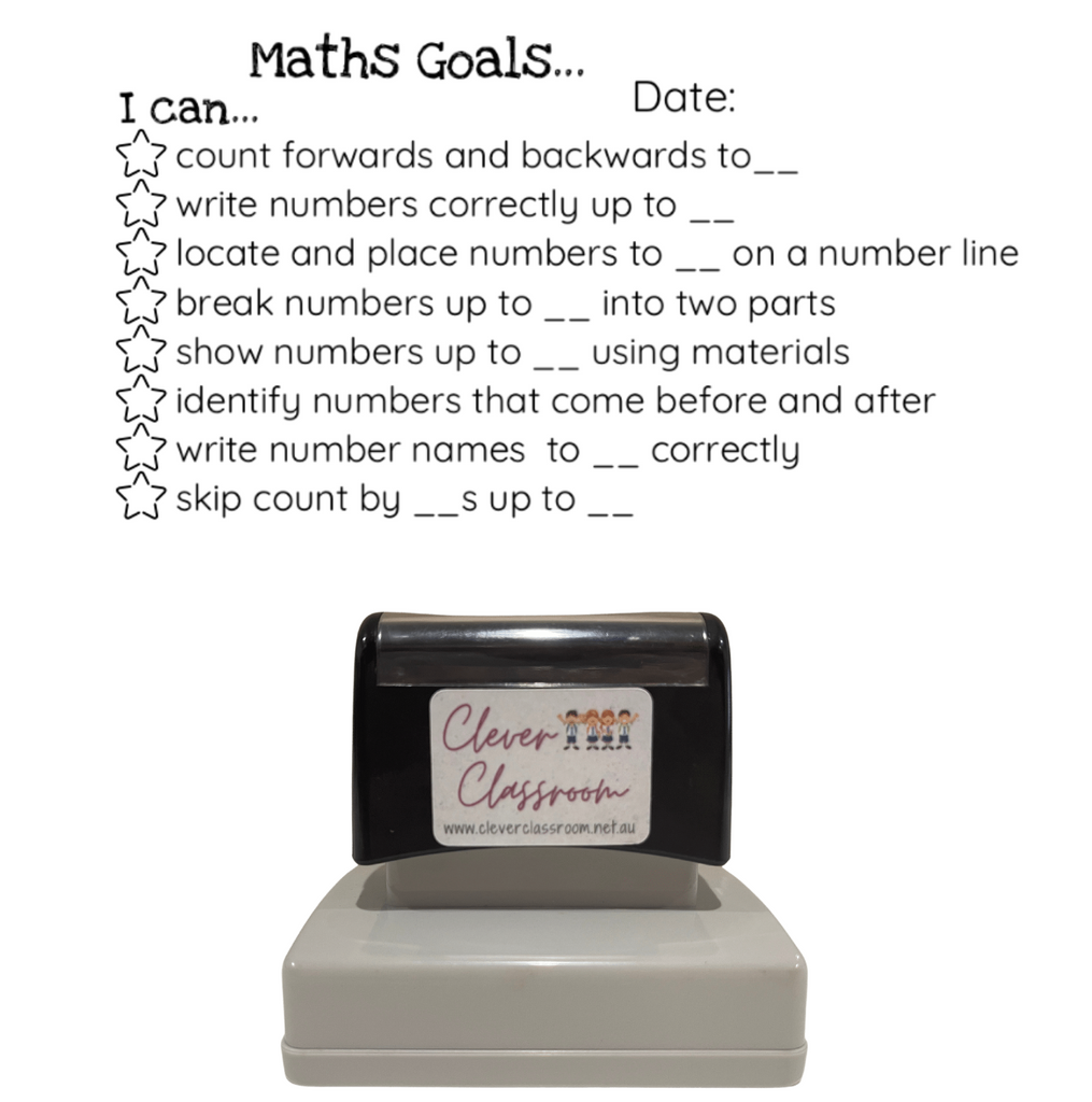 Rosy Brown Maths Goals Checklist Stamp - You remembered to Teacher Stamp - Rectangle 43 x 67mm