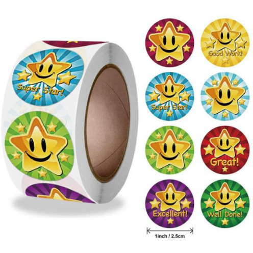 Light Gray *STARS Award 500 on a roll - Colourful Teacher Merit Stickers