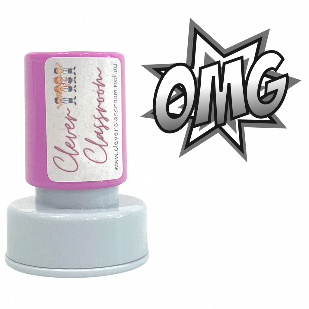 Gray OMG! Teacher Stamp Self-inking 30mm round