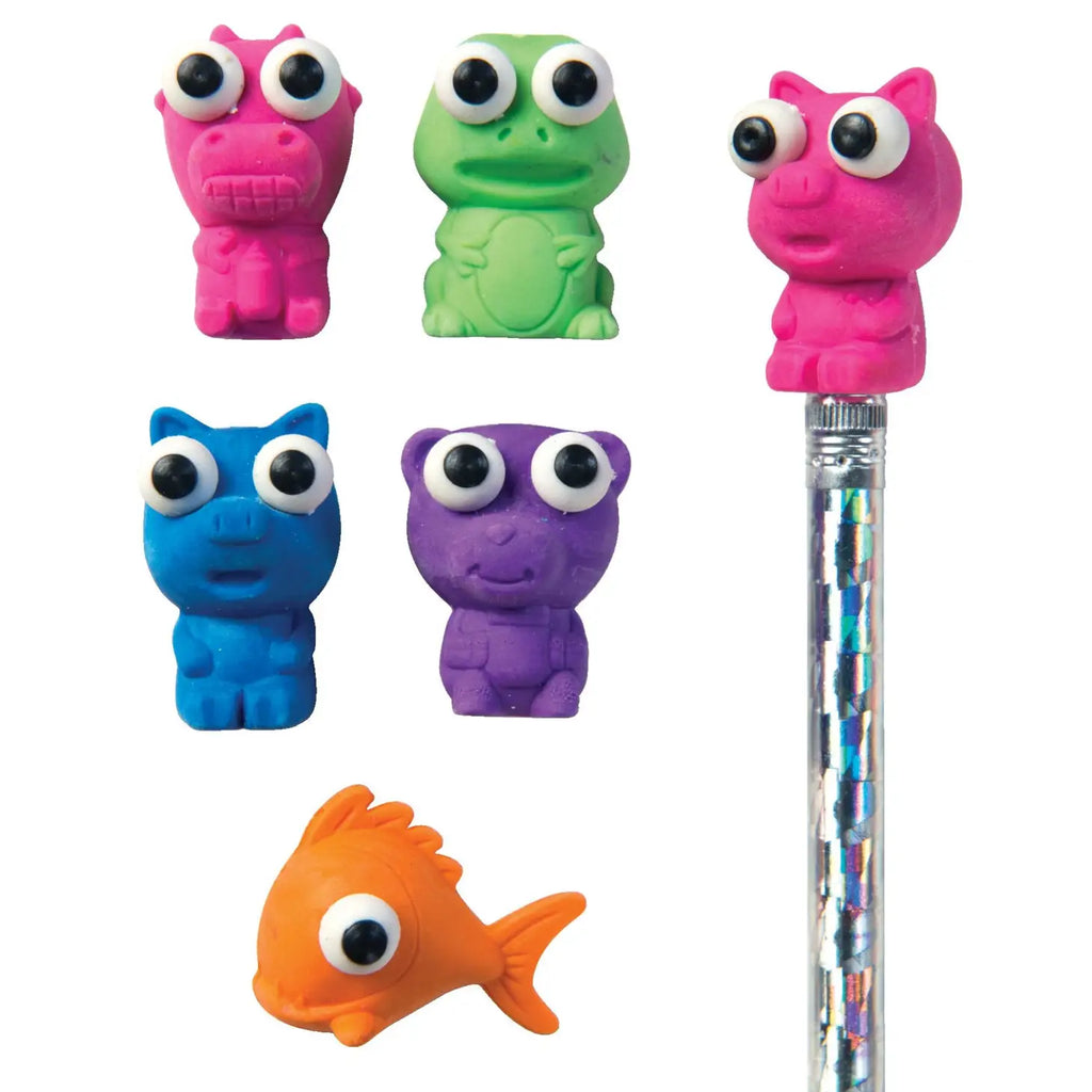Pale Violet Red NEW! 6 Pack Popping Eyes Pencil Toppers Mixed Pack