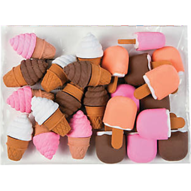 Light Pink 12 Mini ICECREAMS Erasers Mixed Pack