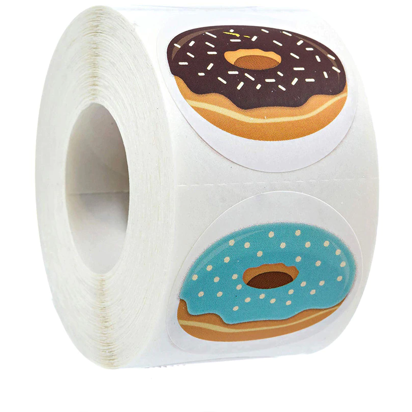 Light Gray *Donuts Stickers Pastels  500 on a roll -  Colourful Teacher Merit Stickers