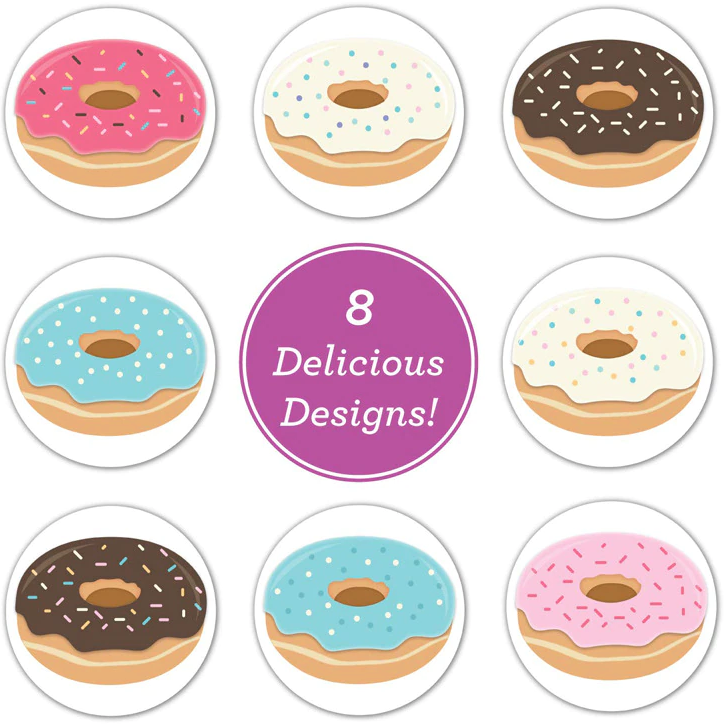Antique White *Donuts Stickers Pastels  500 on a roll -  Colourful Teacher Merit Stickers