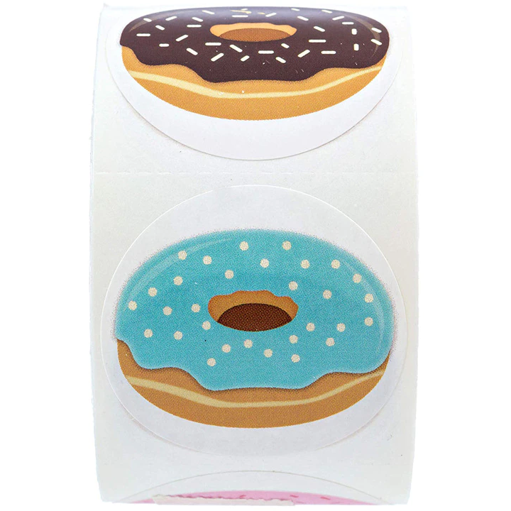 Lavender *Donuts Stickers Pastels  500 on a roll -  Colourful Teacher Merit Stickers