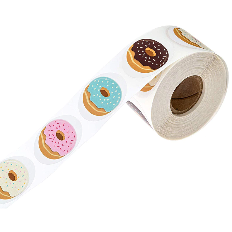 Light Gray *Donuts Stickers Pastels  500 on a roll -  Colourful Teacher Merit Stickers