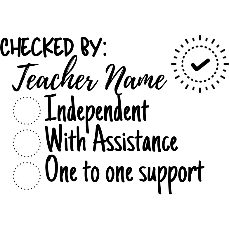 Gray NEW! Checked by Personalised Checklist Teacher Stamp - Rectangle 43 x 67mm