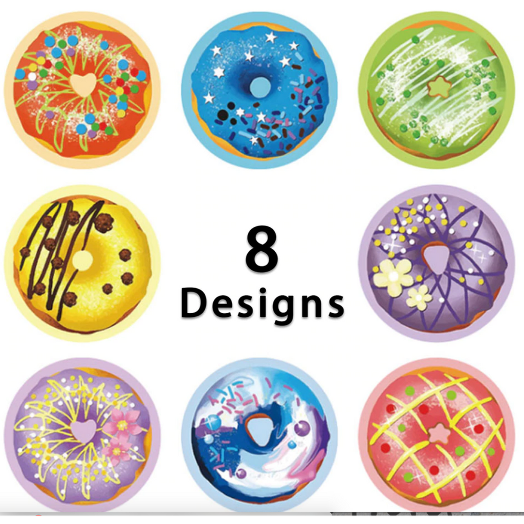 Gray *LARGE Donuts Stickers Bright Colours  500 on a roll -  Colourful Teacher Merit Stickers