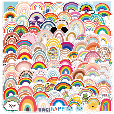 Light Gray THEY'RE IN!  Bright Rainbows -  50 Stickers Large Vinyl