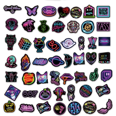 Light Gray THEY'RE IN! Neon Lights Stickers -  50 Stickers Large Vinyl