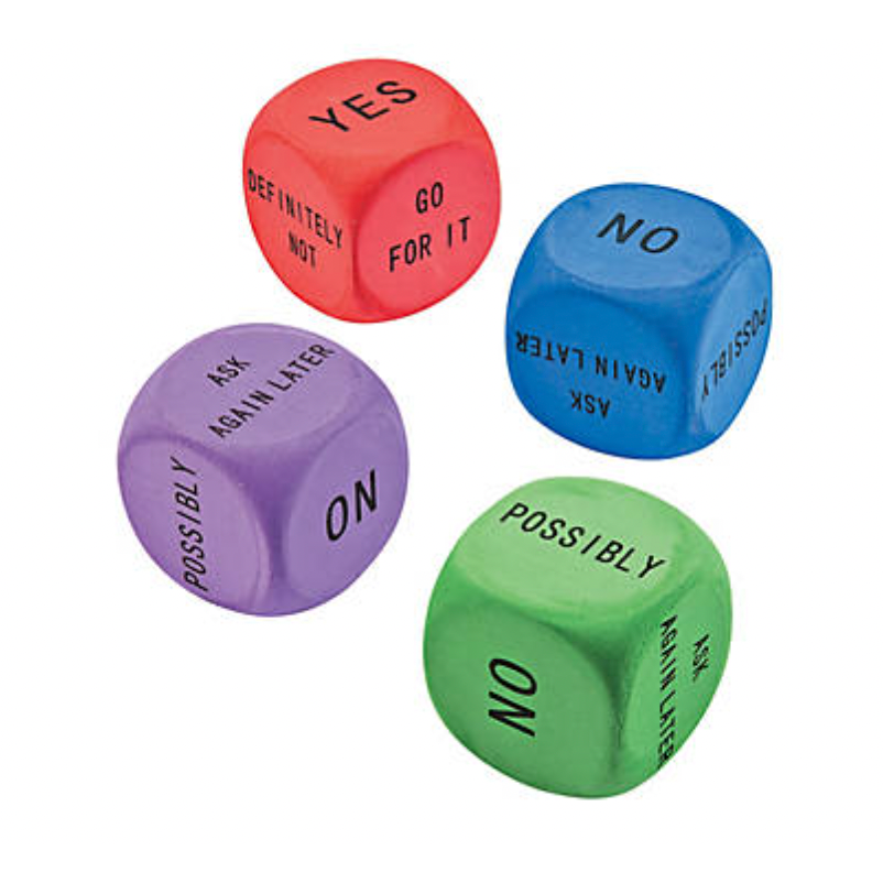 Light Slate Gray NEW!! 6cm Decider Dice - Yes, Possibly, Ask again later, Go for it, No, Definitely not.