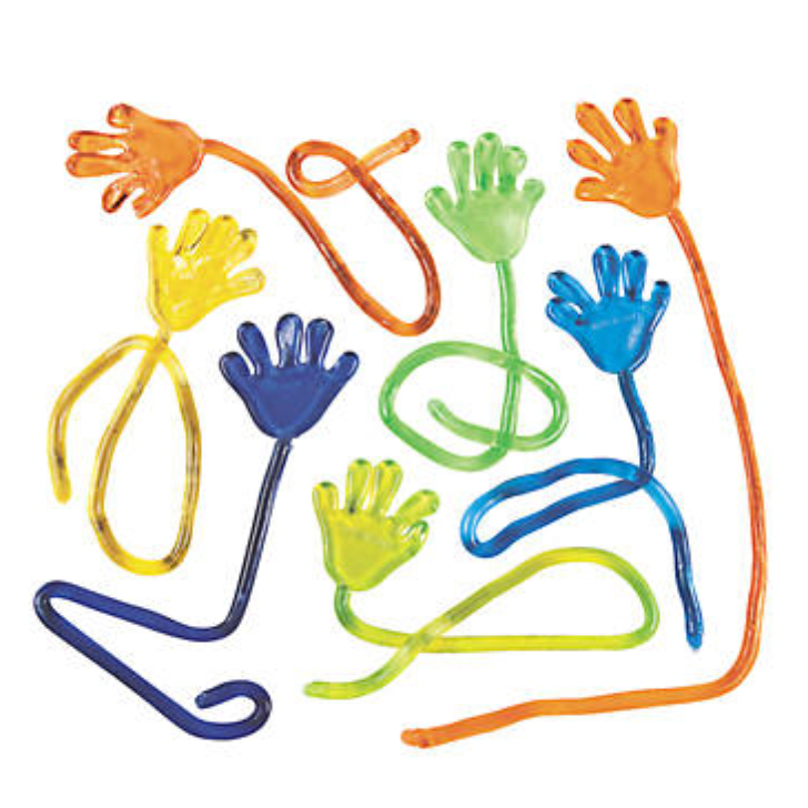 Steel Blue 12 Pack Colourful Bright Sticky Hands Slap Hands Stretchy Jelly Toys