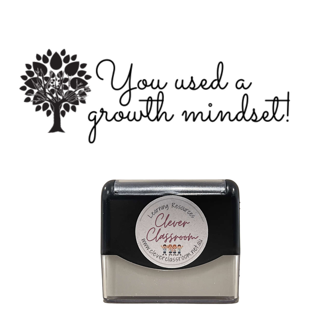 Dark Slate Gray Growth mindset Teacher Stamp - Rectangle 18 x 54mm