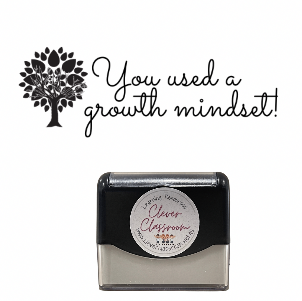 Dark Slate Gray Growth mindset Teacher Stamp - Rectangle 18 x 54mm