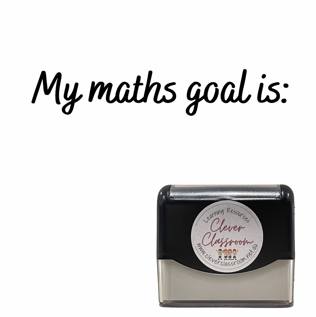 Black My maths goal is:  Teacher Stamp - Rectangle 18 x 54mm