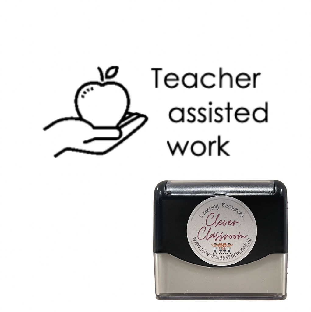 Dark Gray Teacher assisted work Teacher Stamp - Rectangle 18 x 54mm