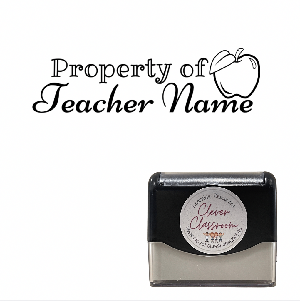 Dark Slate Gray Personalised Property of Teacher Stamp - Rectangle 22 x 64mm