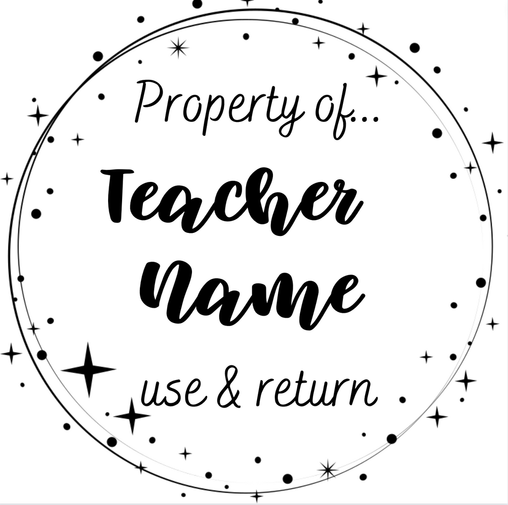 Black Stars Property of... Teacher Stamp Self-inking 40mm round