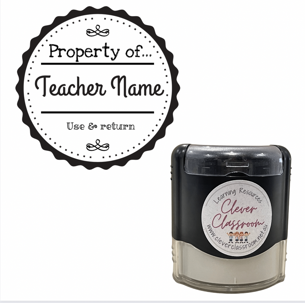 Gray Property of... Teacher Stamp Self-inking 40mm round