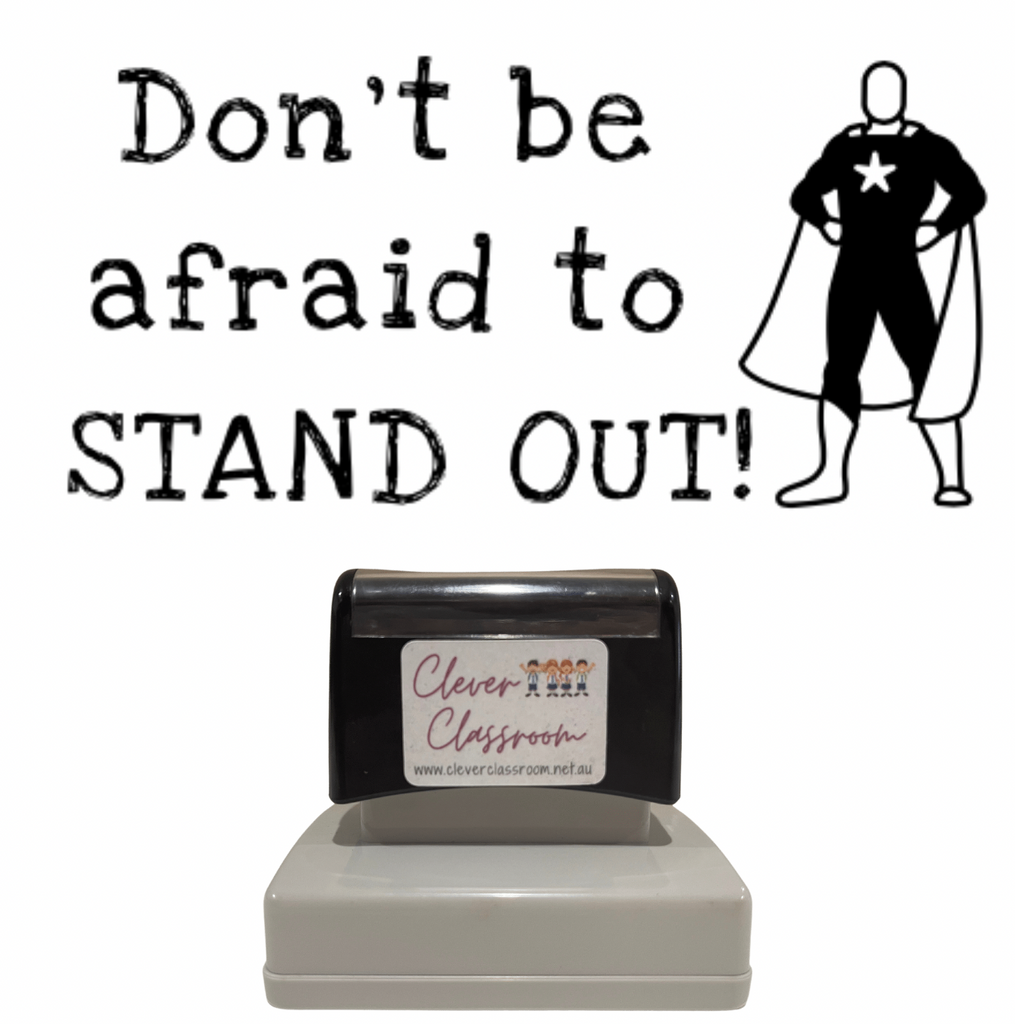 Dark Slate Gray Don't be afraid to stand out - Growth Mindset Teacher Stamp - Rectangle 43 x 67mm