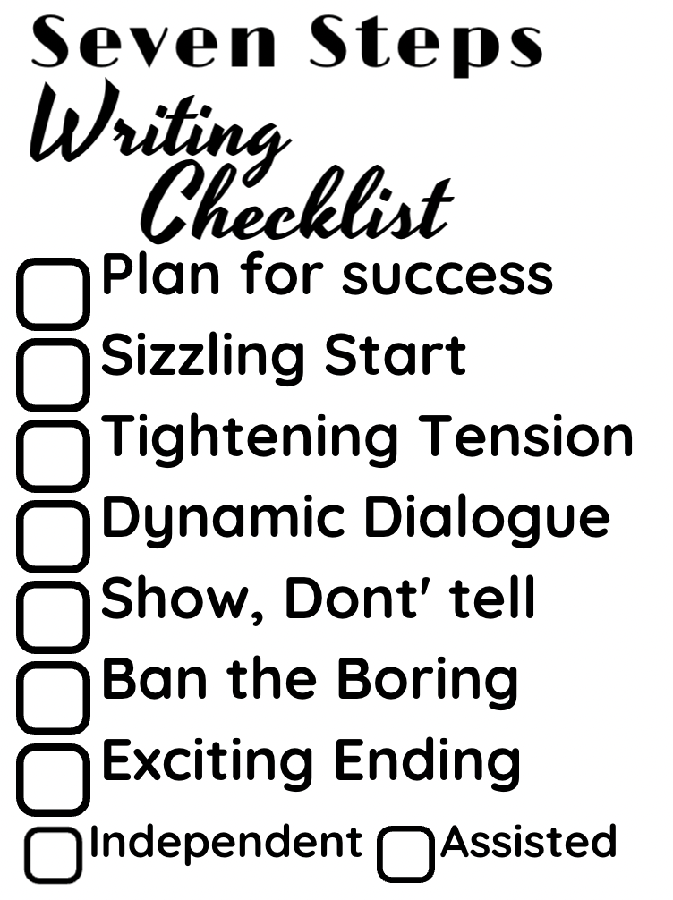 Gray Seven Steps 2 Writing Checklist Stamp - 43 x 67mm Rectangle