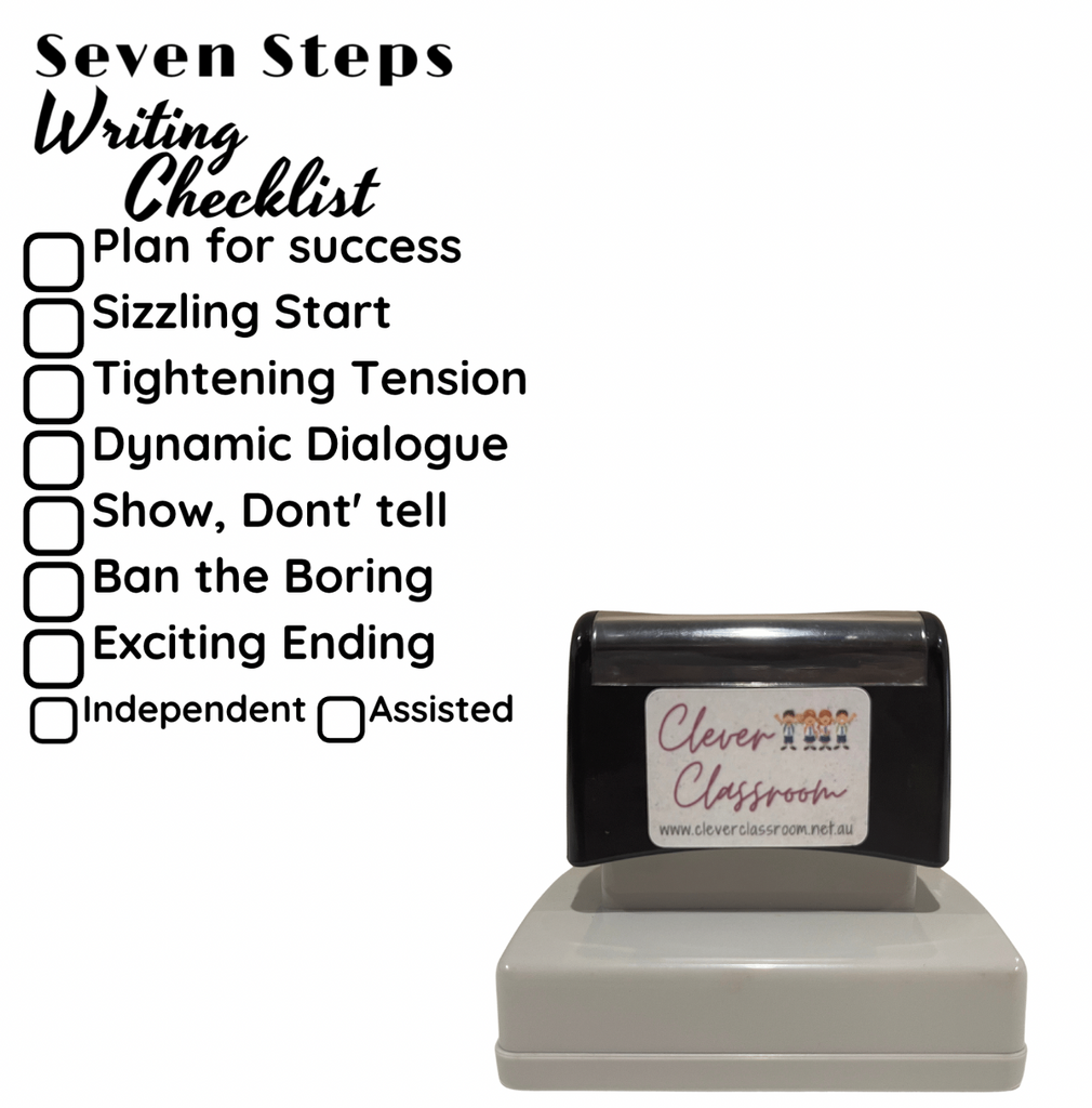 Rosy Brown Seven Steps 2 Writing Checklist Stamp - 43 x 67mm Rectangle