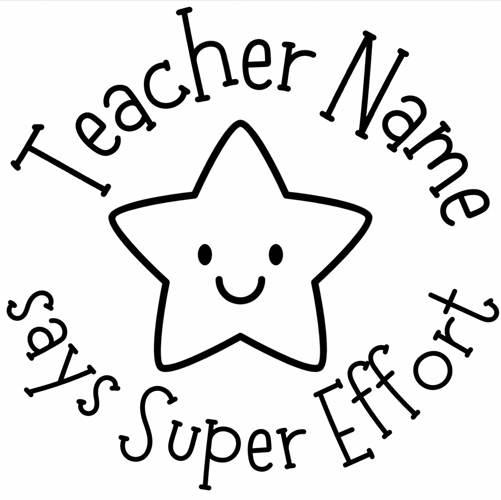 Black Super Effort Teacher Stamp Self-inking 30mm round