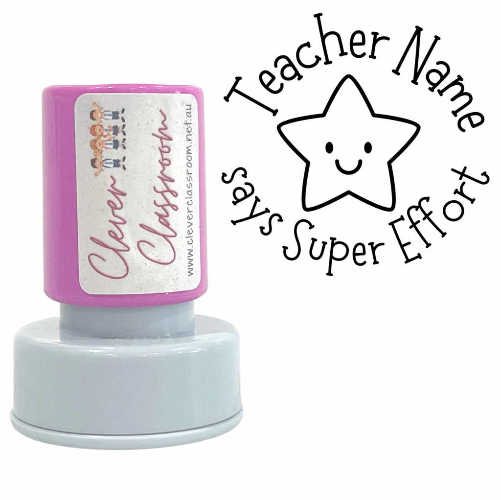 Gray Super Effort Teacher Stamp Self-inking 30mm round